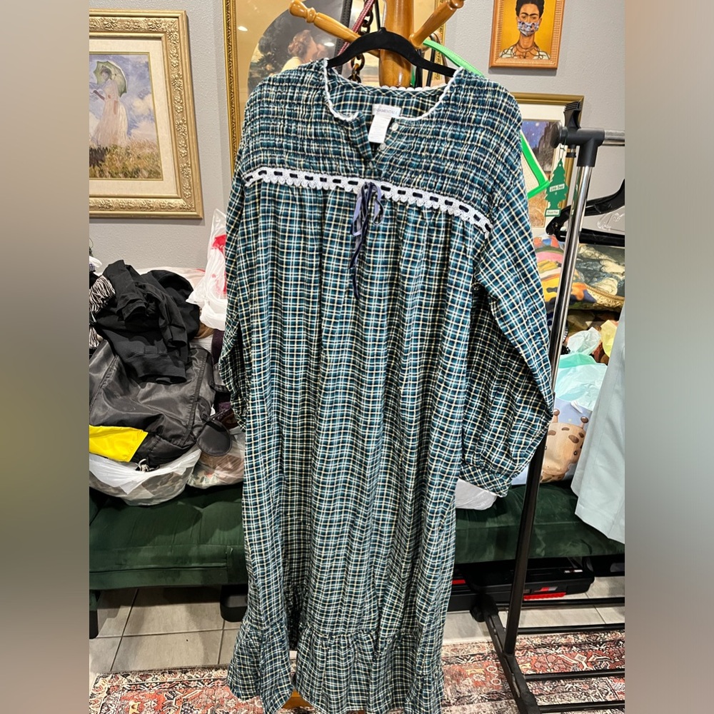 Vintage Fundamentals Sears Womens Size Large Nightgown Long Sleeve Plaid